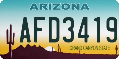 AZ license plate AFD3419