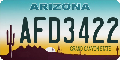 AZ license plate AFD3422