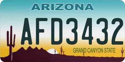 AZ license plate AFD3432