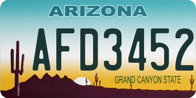 AZ license plate AFD3452