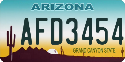 AZ license plate AFD3454
