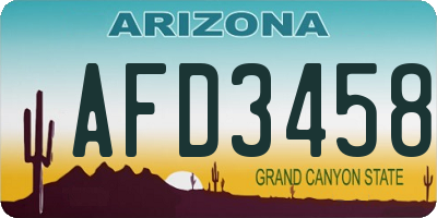 AZ license plate AFD3458