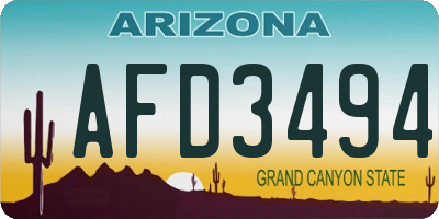 AZ license plate AFD3494