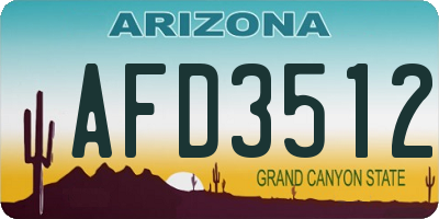 AZ license plate AFD3512