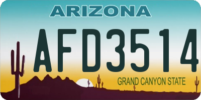 AZ license plate AFD3514