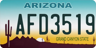 AZ license plate AFD3519