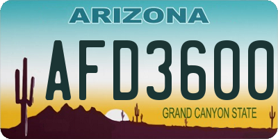 AZ license plate AFD3600