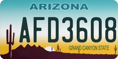 AZ license plate AFD3608