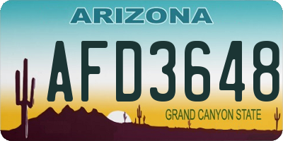 AZ license plate AFD3648