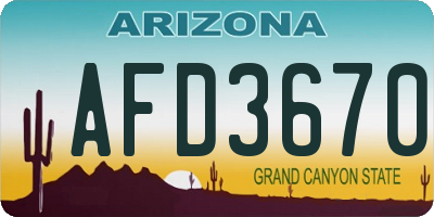 AZ license plate AFD3670