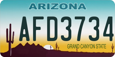 AZ license plate AFD3734
