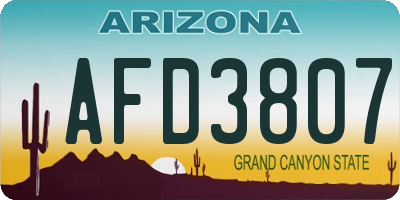 AZ license plate AFD3807