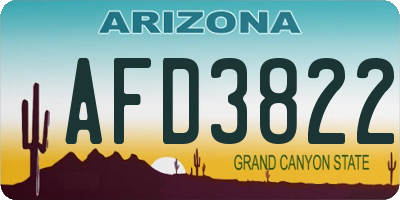 AZ license plate AFD3822