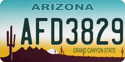 AZ license plate AFD3829