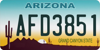 AZ license plate AFD3851