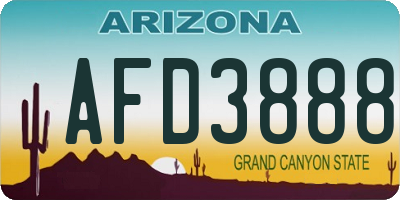 AZ license plate AFD3888