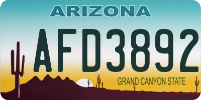 AZ license plate AFD3892