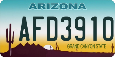 AZ license plate AFD3910