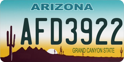 AZ license plate AFD3922