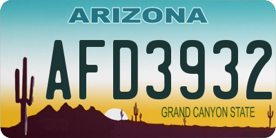 AZ license plate AFD3932