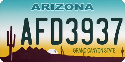 AZ license plate AFD3937