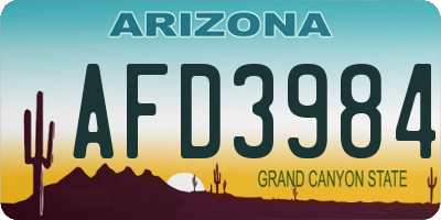 AZ license plate AFD3984