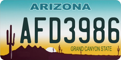AZ license plate AFD3986