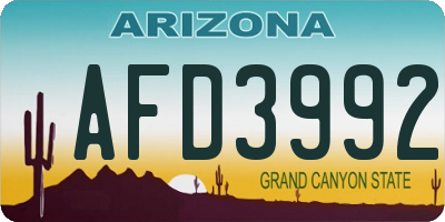AZ license plate AFD3992
