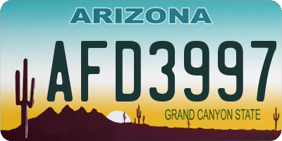 AZ license plate AFD3997