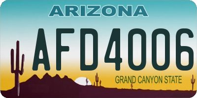 AZ license plate AFD4006