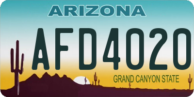 AZ license plate AFD4020