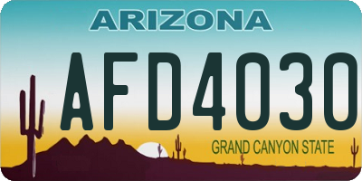 AZ license plate AFD4030