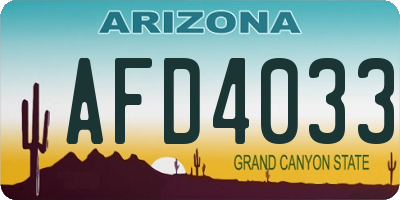 AZ license plate AFD4033