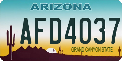 AZ license plate AFD4037