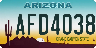 AZ license plate AFD4038