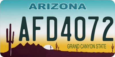 AZ license plate AFD4072