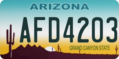 AZ license plate AFD4203