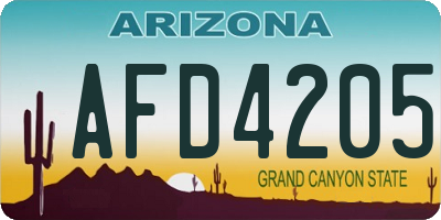 AZ license plate AFD4205
