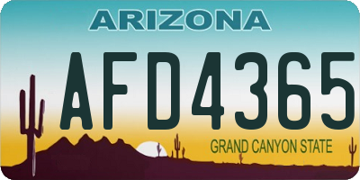 AZ license plate AFD4365