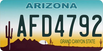 AZ license plate AFD4792