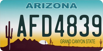 AZ license plate AFD4839