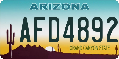 AZ license plate AFD4892
