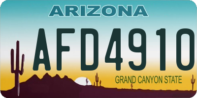 AZ license plate AFD4910