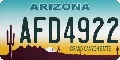AZ license plate AFD4922