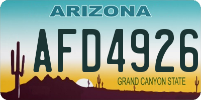 AZ license plate AFD4926