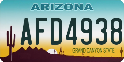 AZ license plate AFD4938