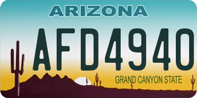 AZ license plate AFD4940
