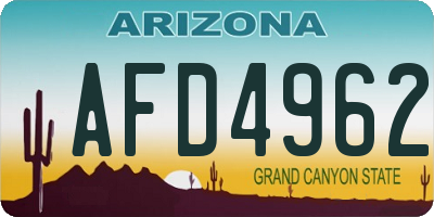AZ license plate AFD4962