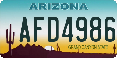 AZ license plate AFD4986