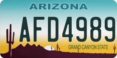 AZ license plate AFD4989